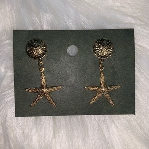 Gold Starfish Dangle Earrings